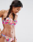 Asos Mix And Match Cupped Bandeau Bikini Top In Carnival Floral Print - Multi