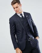 Asos Slim Suit Jacket In Navy 100% Wool - Navy