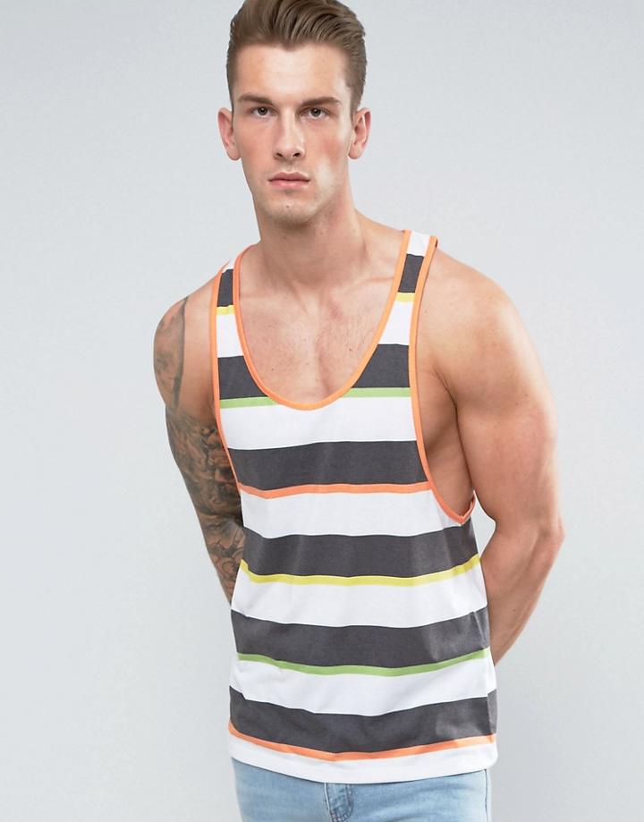 Asos Extreme Racer Back Tank With Fluro Stripe - Multi