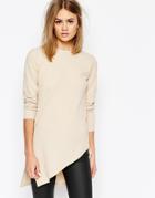 Daisy Street Tunic Top With Assymetric Hem - Beige