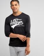 Tommy Hilfiger Logo Long Sleeve Top In Black - Black
