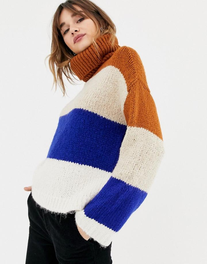 Stradivarius Bold Stripe High Neck Sweater - Multi