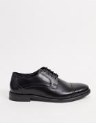 Base London Navara Lace Up Toe Cap Shoes In Black Leather