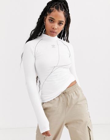 Adidas Originals A2k White High Neck Trefoil Long Sleeve Top