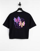 Vans Flutter Back Print Crop T-shirt In Black