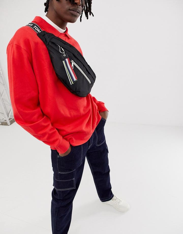 Tommy Jeans Tape Tassle Large Fanny Pack In Black - Black