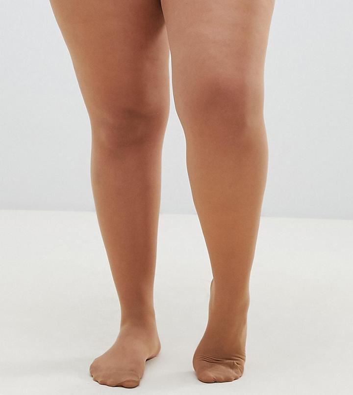 Asos Design Curve New Improved Fit 15 Denier Nude Tights In Golden Bronze - Black