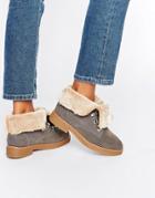 Blink Crepe Faux Fur Lined Boots - Gray