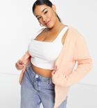 Threadbare Curve Gracie Loose Fit Cardigan In Peach-orange