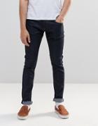 Pull & Bear Slim Fit Selvedge Jeans In Dark Wash Blue - Blue