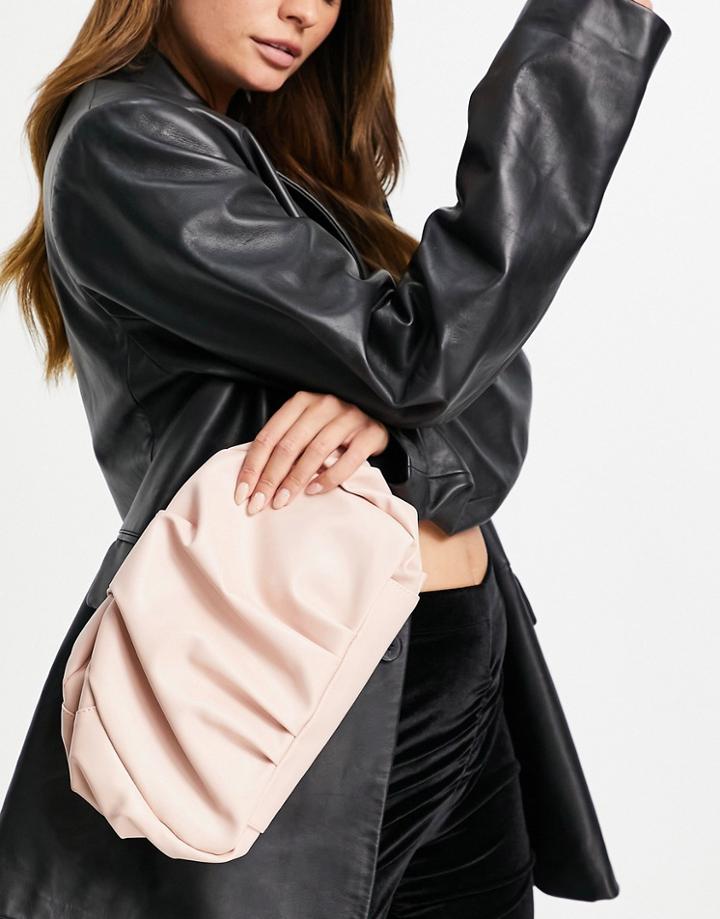 Asos Design Oversized Ruched Clutch Bag In Pink