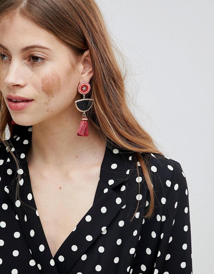 Bershka Tassel And Bead Earring - Multi