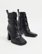 Raid Aileen Heeled Ankle Boots With Strap Detial In Black