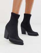 Asos Design Rebound Flyknit Chunky Boots In Black - Black