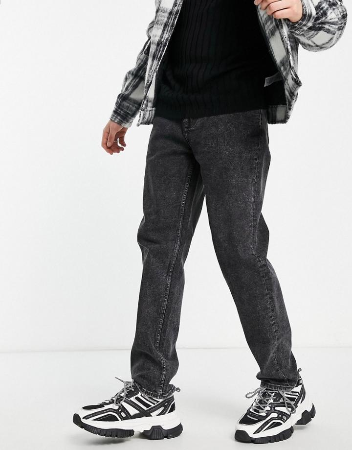 New Look Straight Fit Jeans In Dark Gray