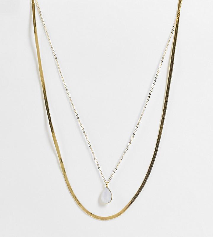 Designb Curve Multirow Necklace With Open Circle In Gold Tone