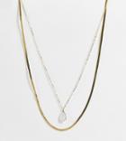 Designb Curve Multirow Necklace With Open Circle In Gold Tone