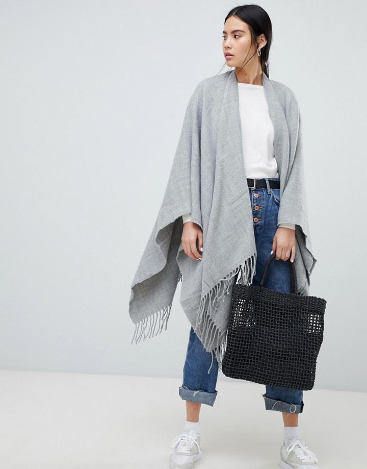 Asos Design Plain Cape In Gray