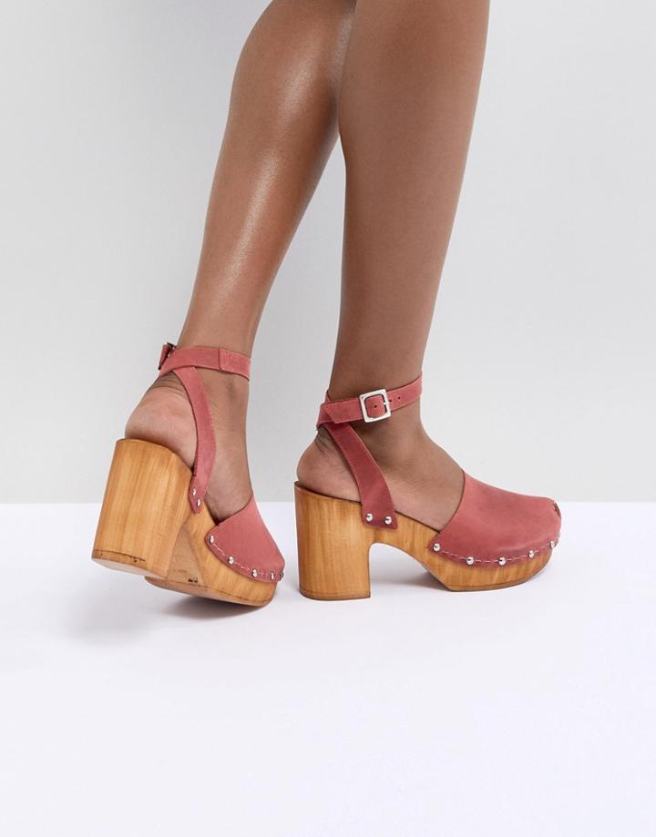 Asos Design Tinker Leather Clogs - Red