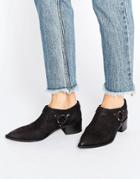 Office Firecracker Black Leather Western Shoe Boots - Black