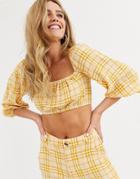 Capulet Jodie Cropped Check Blouse-yellow