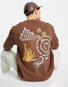 Pull & Bear Oversized Small Logo Long Sleeve Top In Brown