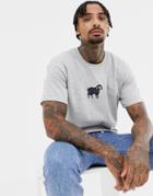 New Love Club Sheep Embroidery T-shirt - Gray