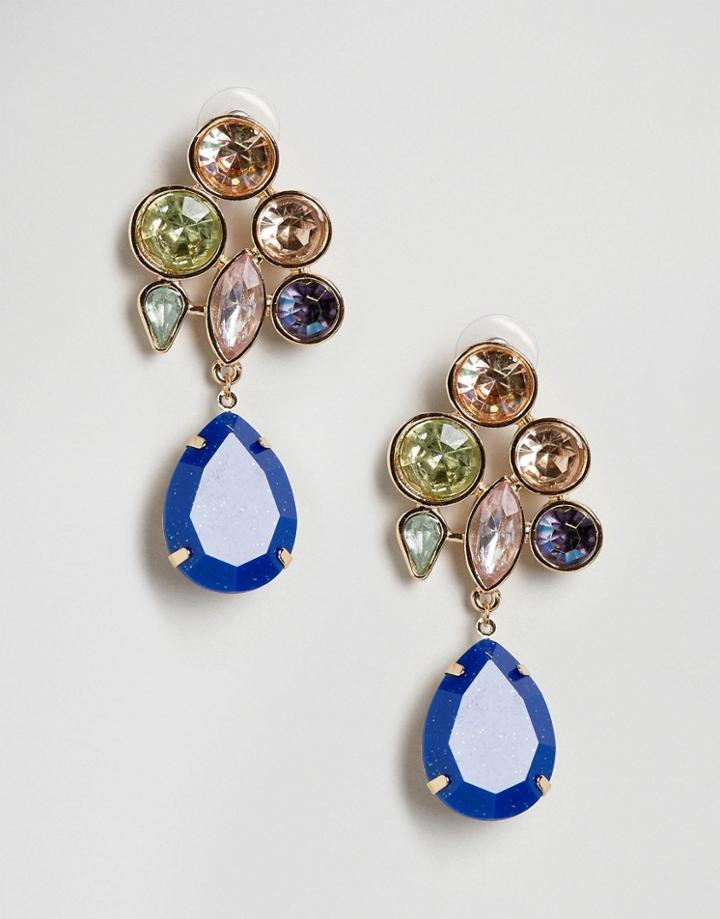 Asos Color Pop Gem Drop Earrings - Multi