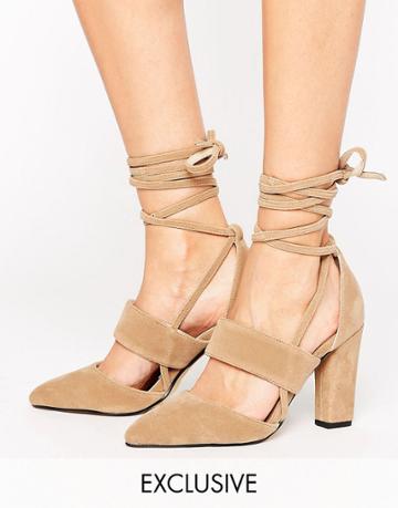 The March Tie Up Heeled Shoes - Tan