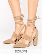 The March Tie Up Heeled Shoes - Tan