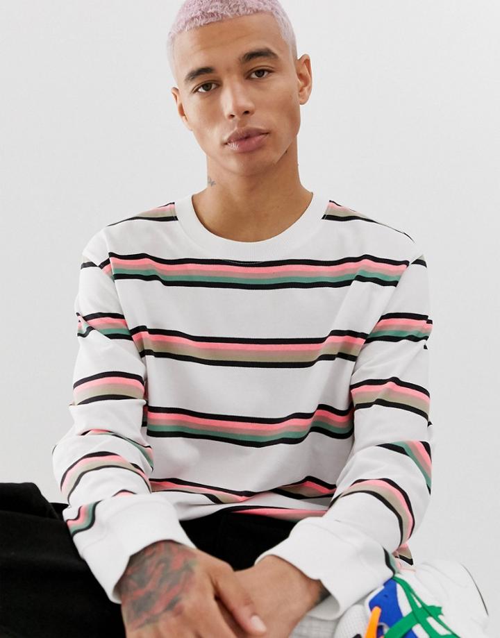 Weekday Amped Stripe Sweater - White