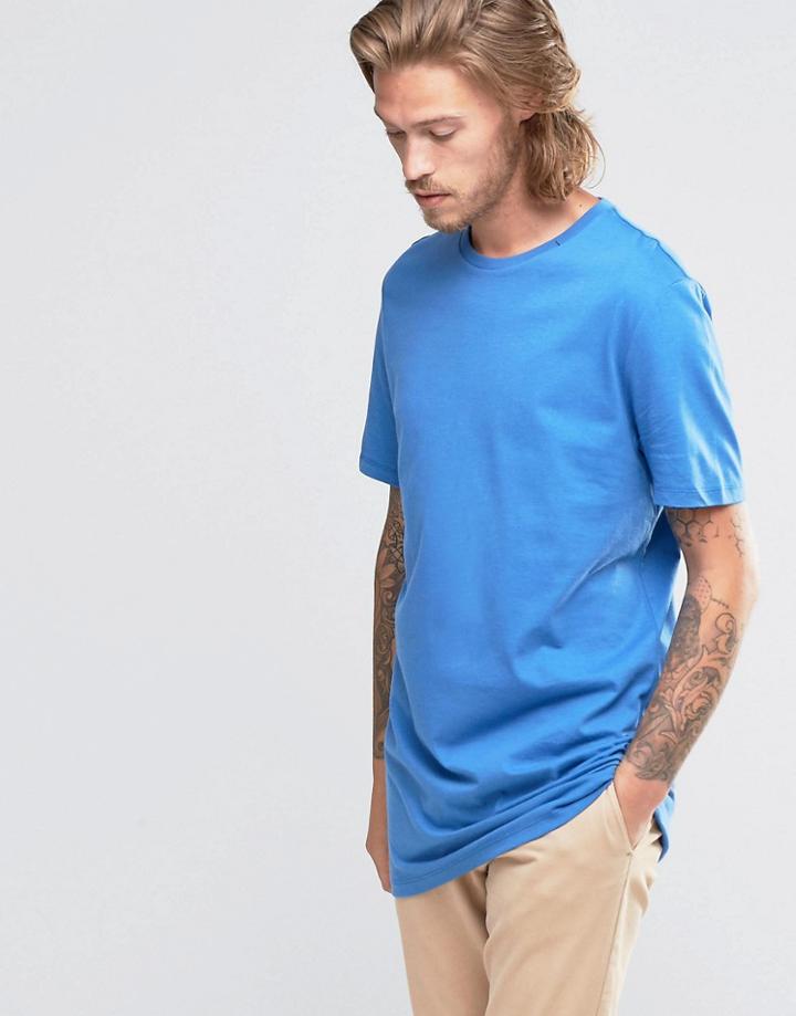 Asos Super Longline T-shirt In Blue - Blue