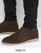Asos Wide Fit Desert Boots In Brown Suede - Brown