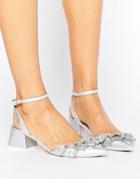 Asos Senorita Ruffle Mid Heels - Silver