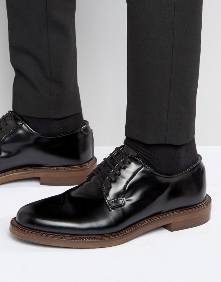 Walk London Darcy Hi Shine Derby Shoes - Black