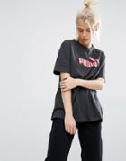 Puma Oversized T-shirt With Coral Logo - Gray