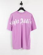Night Addict Logo Back Printed T-shirt In Acid Wash Purple