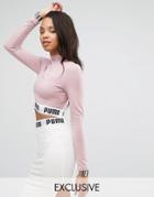 Puma Exclusive To Asos Cropped High Neck Sweat Co Ord - Pink