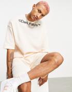 Asos Dark Future Set Oversized Short Sleeved Sweatshirt In Lightweight Waffle In Neutral