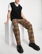 Asos Design Loose Fit Check Pants-gray