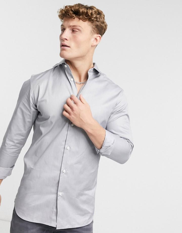 Selected Homme Pelle Slim Fit White Shirt-grey