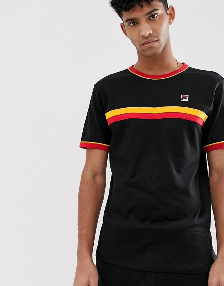 Fila Razee Ringer T-shirt With Stripe In Black - Black