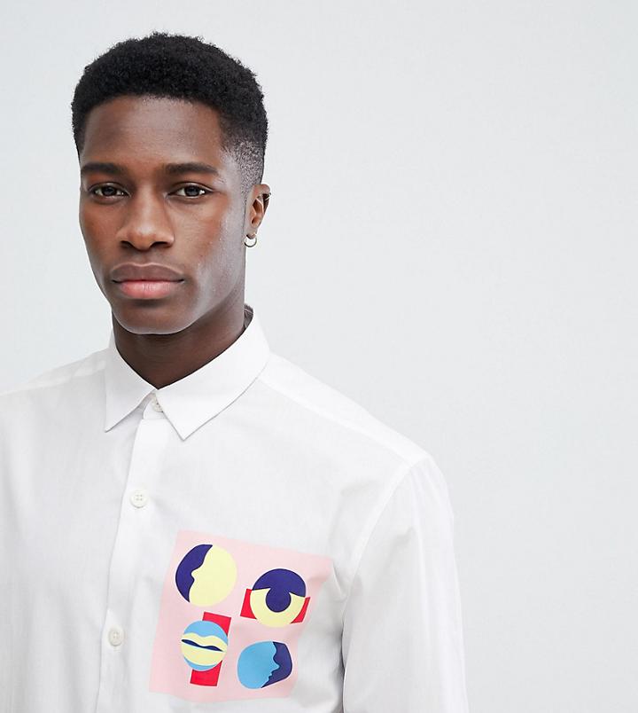 Noak Oversized Shirt With Design - White