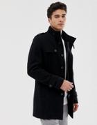 Selected Homme Funnel Wool Coat-black