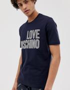 Love Moschino Chest Logo T-shirt - Navy