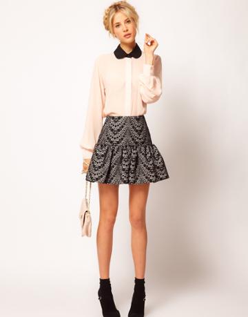Asos Lace Skirt With Trumpet Hem