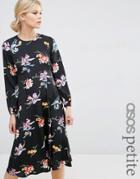 Asos Petite Printed Midi Column Dress In Floral Print - Multi