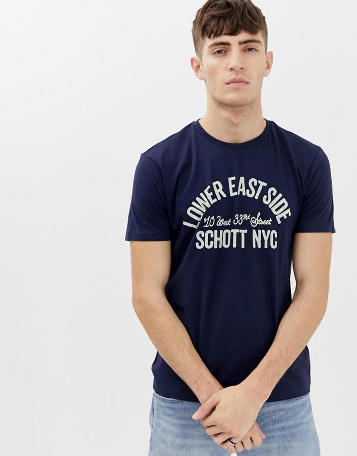 Schott Printed T-shirt - Navy