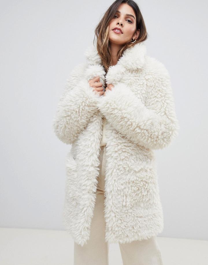 Urbancode Reversable Two Way Coat In Super Borg - Tan