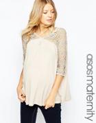Asos Maternity Smock Top With Lace Panel - Pink